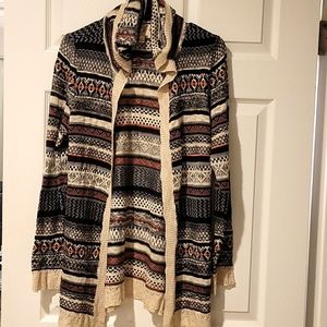 Long sleeve cardigan size medium with hood